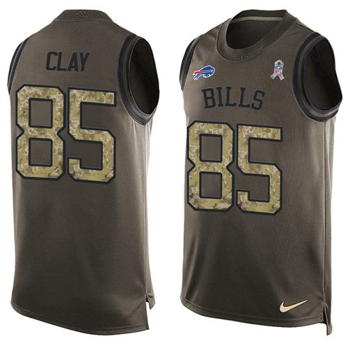 Nike Bills #85 Charles Clay Green Men's Stitched NFL Limited Salute To Service Tank Top Jersey